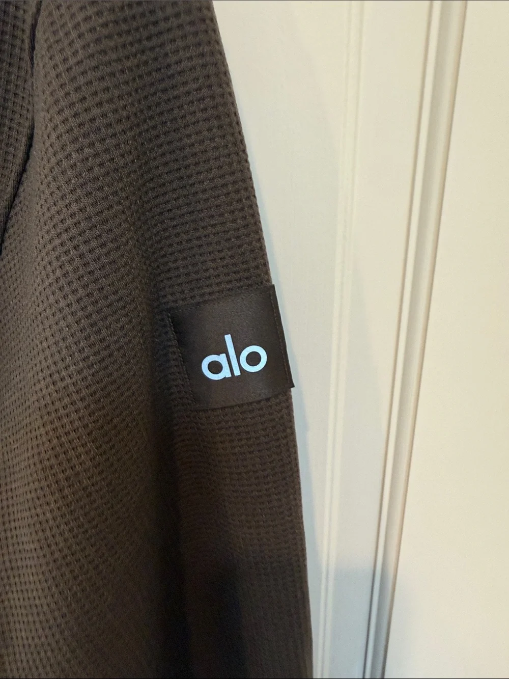 ALO Yoga  Waffle Knit Hoodie in Dark Brown
